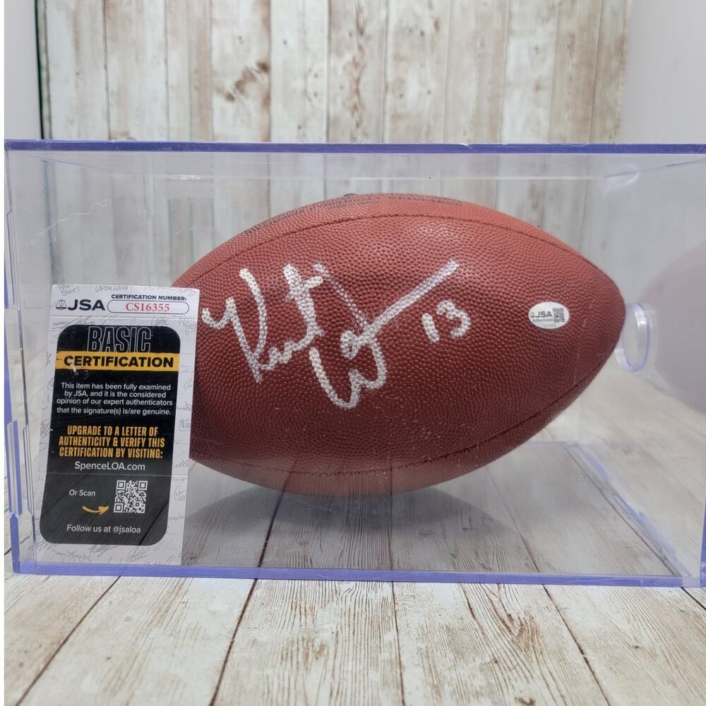 Kurt Warner Autographed Football In Case Official JSA Certification